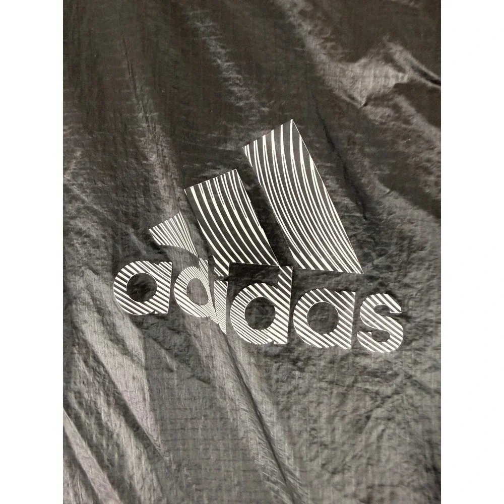 Adidas Windbreaker Jacket Mens‎ XL Black Quarter Zip Hooded Pullover HD4336